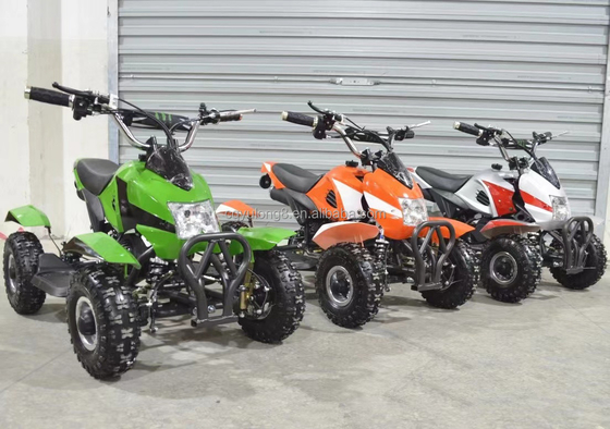 Bicicleta de cuatro ruedas de 49cc para niños Mini ATV 4x4 para niños con accionamiento por cadena y piezas